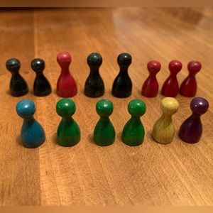 Vintage Wooden Game Pieces - maybe for the game Clue?